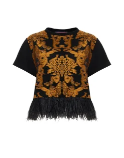 La Scala TeeCherubs Black in Fil Coup&eacute; With Feathers