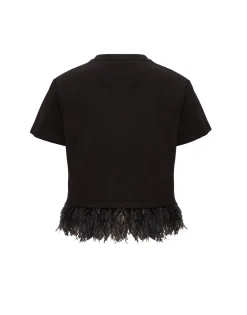 La Scala TeeCherubs Black in Fil Coup&eacute; With Feathers