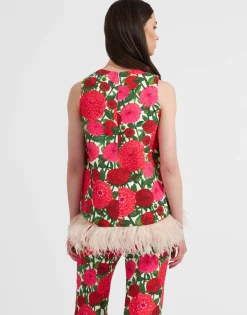 La Scala Top (With Feathers)Pink Dahlias in Shot Cotton