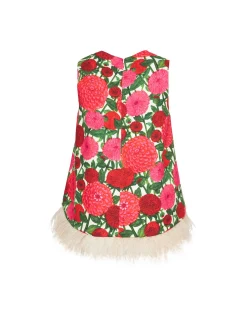 La Scala Top (With Feathers)Pink Dahlias in Shot Cotton