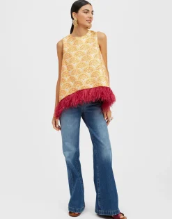 La Scala TopFans Gold in Jacquard With Feathers