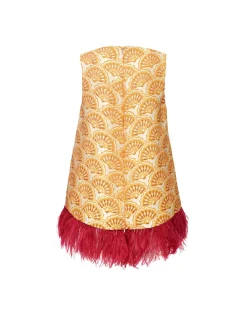 La Scala TopFans Gold in Jacquard With Feathers