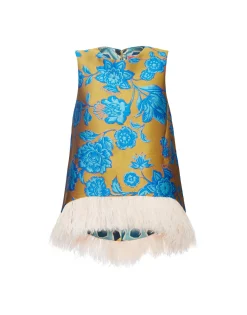 La Scala TopHottie Turquoise in Jacquard With Feathers