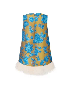 La Scala TopHottie Turquoise in Jacquard With Feathers