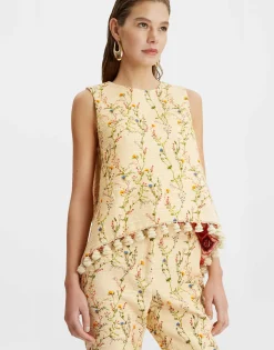 La Scala TopPrimavera Cream in Tweed With Tassels