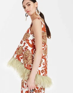 La Scala TopReef White in Shot Cotton With Feathers