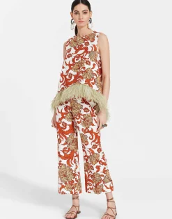 La Scala TopReef White in Shot Cotton With Feathers