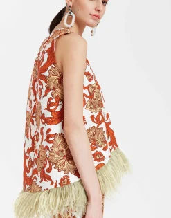 La Scala TopReef White in Shot Cotton With Feathers