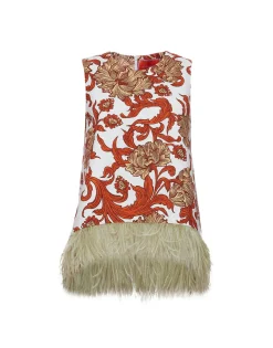 La Scala TopReef White in Shot Cotton With Feathers