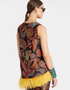 La Scala TopSicomore Black in Jacquard With Feathers