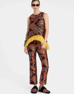 La Scala TopSicomore Black in Jacquard With Feathers