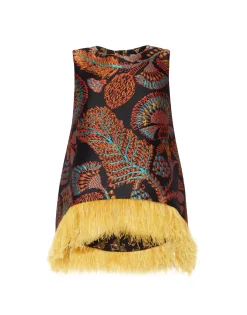 La Scala TopSicomore Black in Jacquard With Feathers