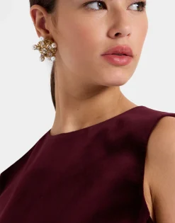 La Scala TopSolid Burgandy in Cotton Velvet With Feathers