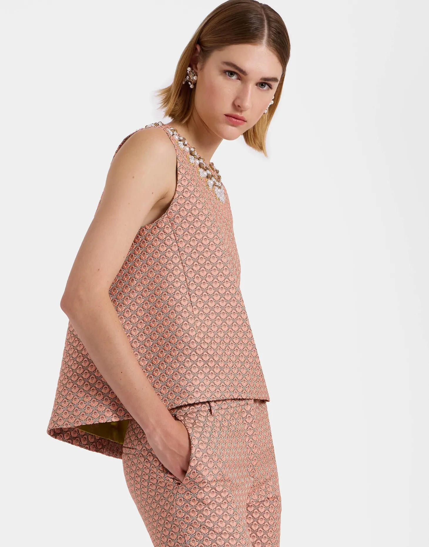 La Scala TopTulip Pale Pink in Jacquard Embroidered