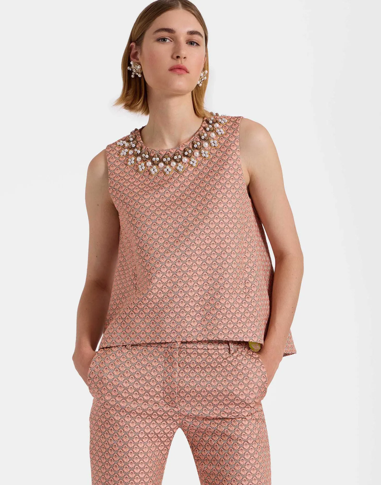 La Scala TopTulip Pale Pink in Jacquard Embroidered