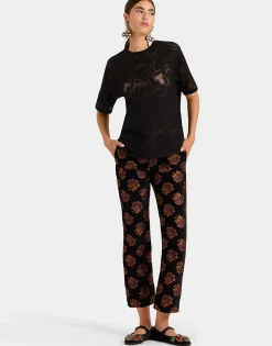 Lacey House T-ShirtSolid Black in Embroidered Cotton