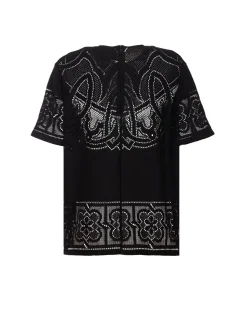 Lacey House T-ShirtSolid Black in Embroidered Cotton