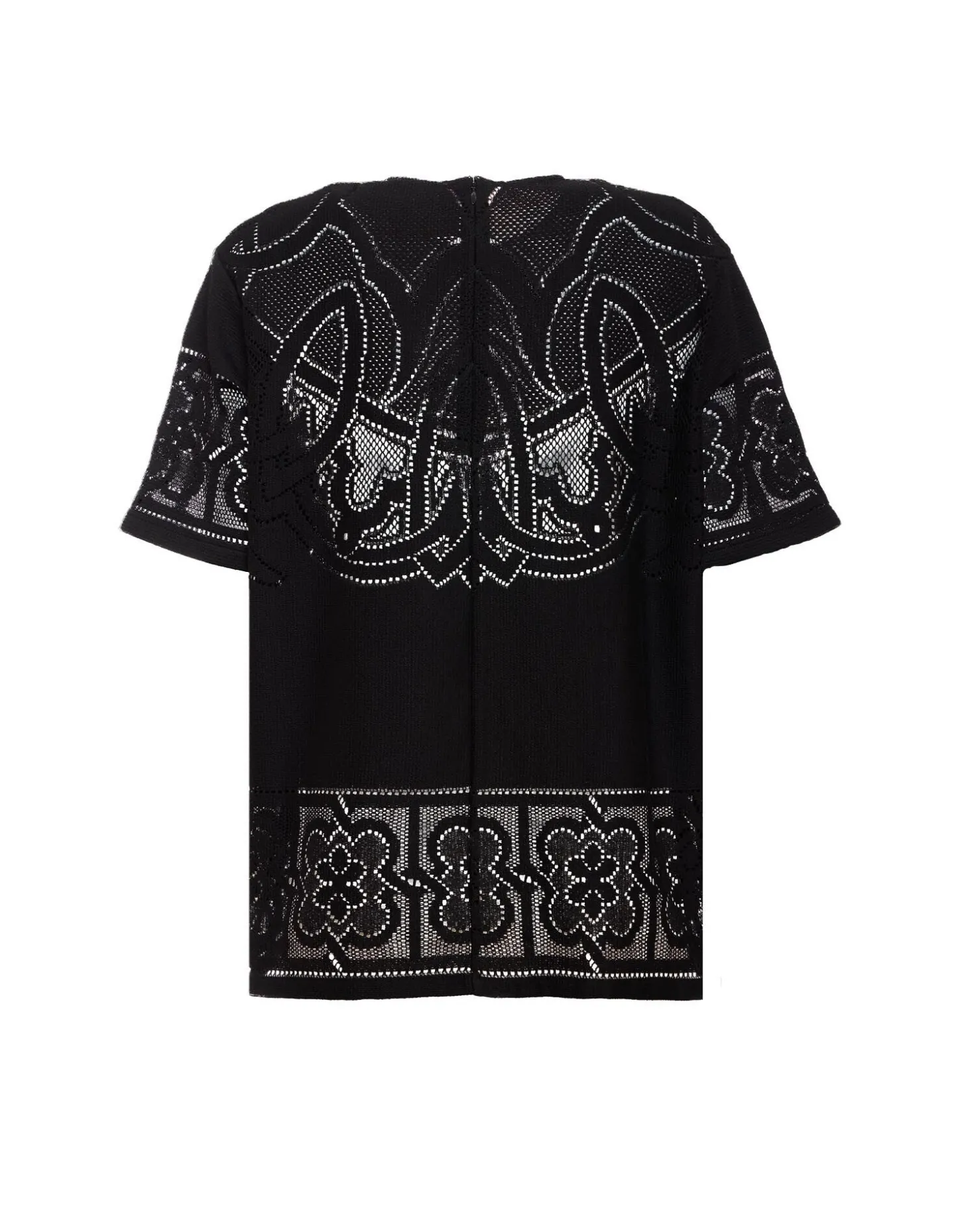 Lacey House T-ShirtSolid Black in Embroidered Cotton