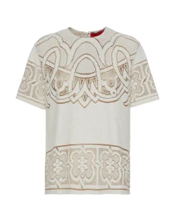 Lacey House T-ShirtSolid White Smoke in Embroidered Cotton