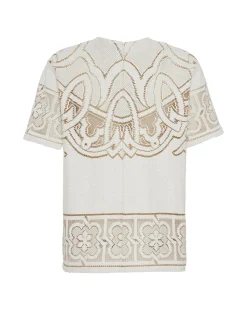 Lacey House T-ShirtSolid White Smoke in Embroidered Cotton
