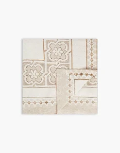 Lacey Large TableclothSolid White Smoke in Embroidered Cotton