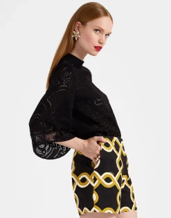 Lacey Make An Exit TopSolid Black in Embroidered Cotton