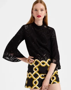 Lacey Make An Exit TopSolid Black in Embroidered Cotton