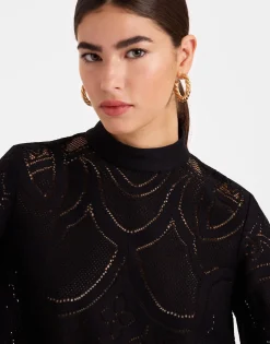 Lacey Make An Exit TopSolid Black in Embroidered Cotton