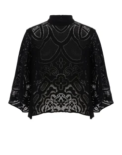 Lacey Make An Exit TopSolid Black in Embroidered Cotton