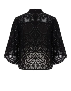 Lacey Make An Exit TopSolid Black in Embroidered Cotton