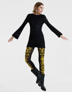 Lacey Mini Supreme Swing DressSolid Black in Embroidered Cotton