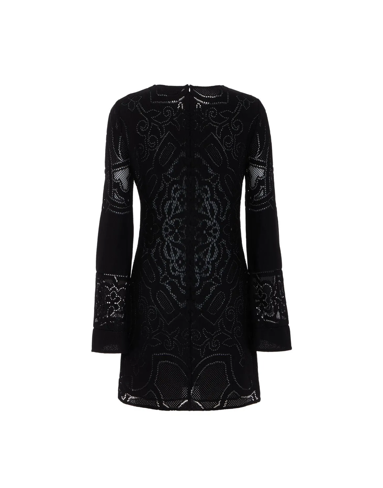 Lacey Mini Supreme Swing DressSolid Black in Embroidered Cotton