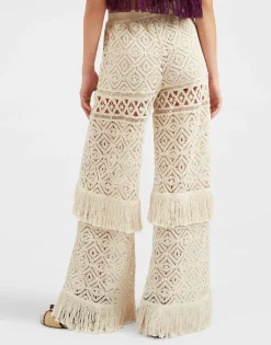 Lacey Palazzo PantsPlaza Cream in Macram&eacute;