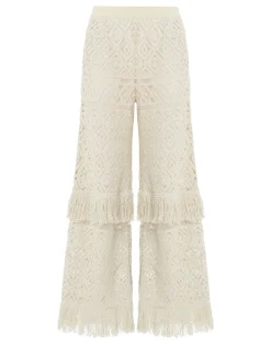 Lacey Palazzo PantsPlaza Cream in Macramé