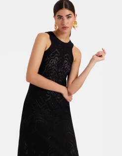 Lacey Racer DressSolid Black in Embroidered Cotton
