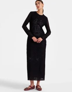 Lacey Swing DressSolid Black in Embroidered Cotton