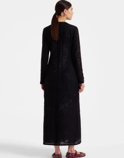 Lacey Swing DressSolid Black in Embroidered Cotton