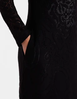 Lacey Swing DressSolid Black in Embroidered Cotton