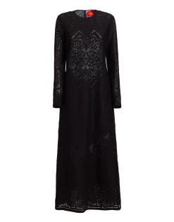 Lacey Swing DressSolid Black in Embroidered Cotton