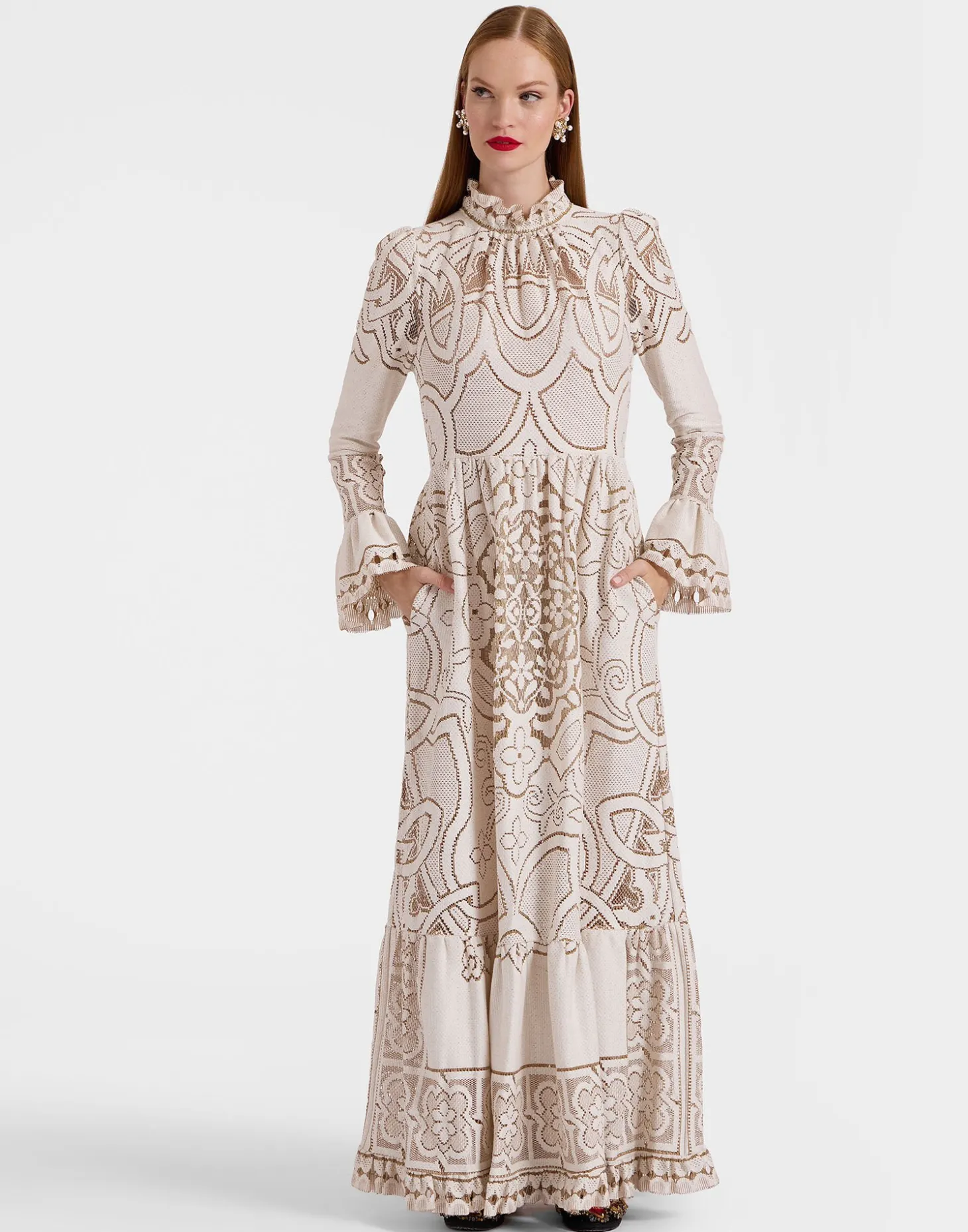 Lacey Visconti DressSolid White Smoke in Embroidered Cotton