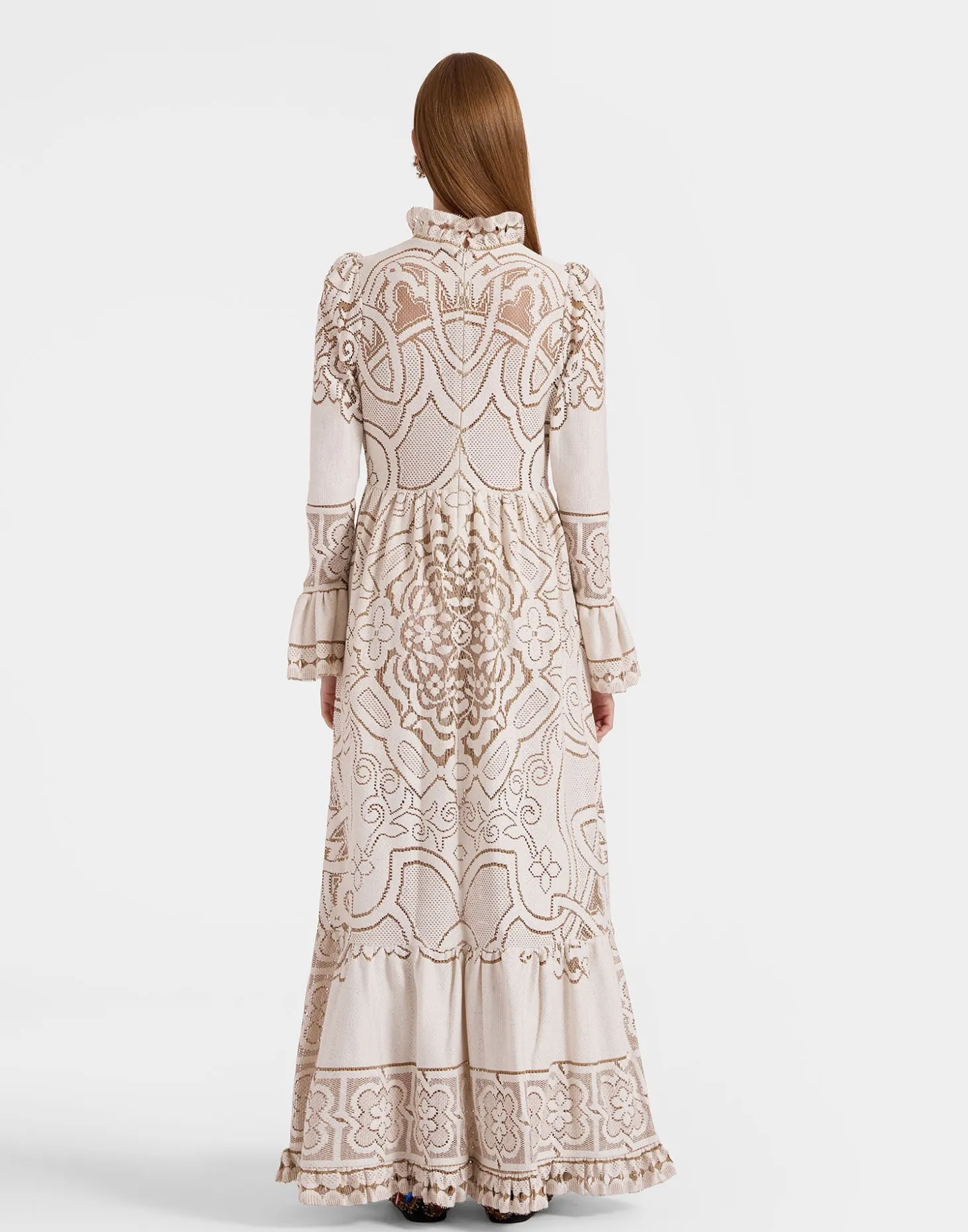 Lacey Visconti DressSolid White Smoke in Embroidered Cotton