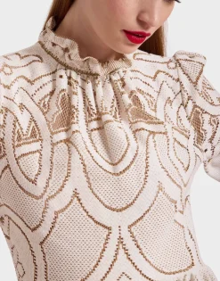 Lacey Visconti DressSolid White Smoke in Embroidered Cotton