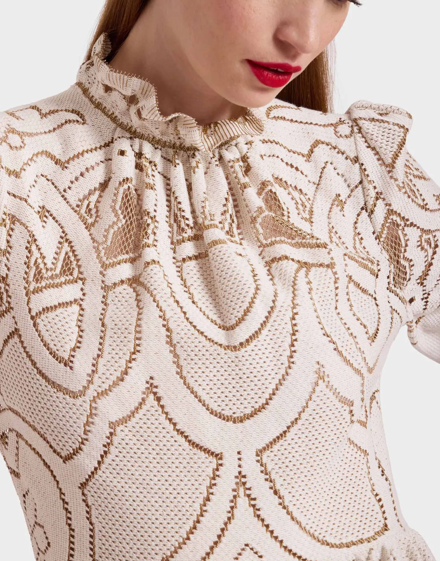 Lacey Visconti DressSolid White Smoke in Embroidered Cotton