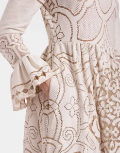 Lacey Visconti DressSolid White Smoke in Embroidered Cotton