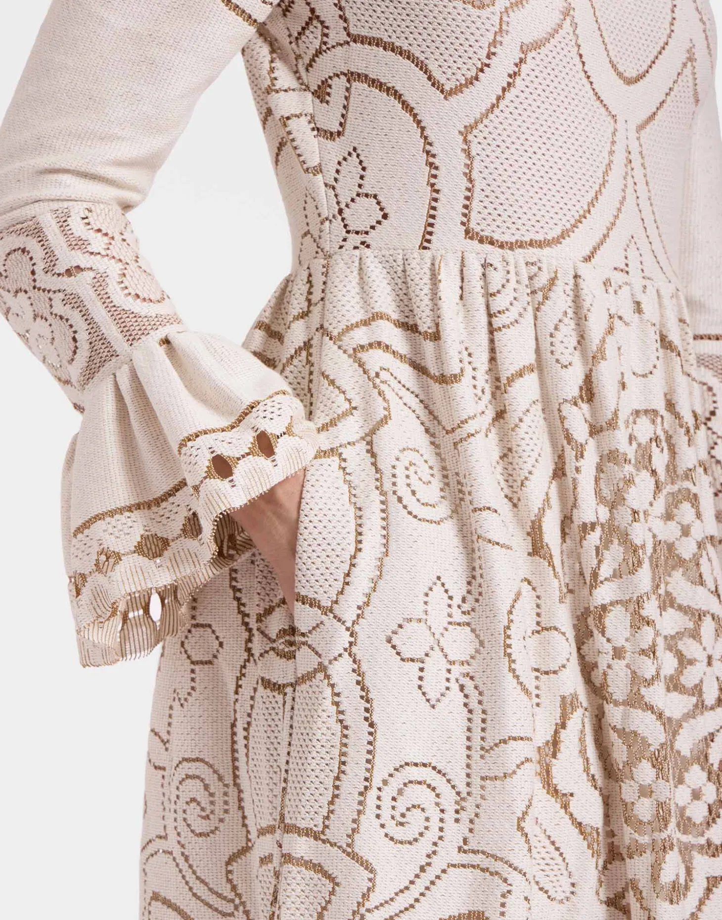 Lacey Visconti DressSolid White Smoke in Embroidered Cotton