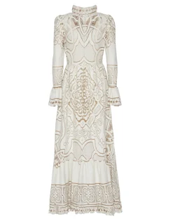 Lacey Visconti DressSolid White Smoke in Embroidered Cotton