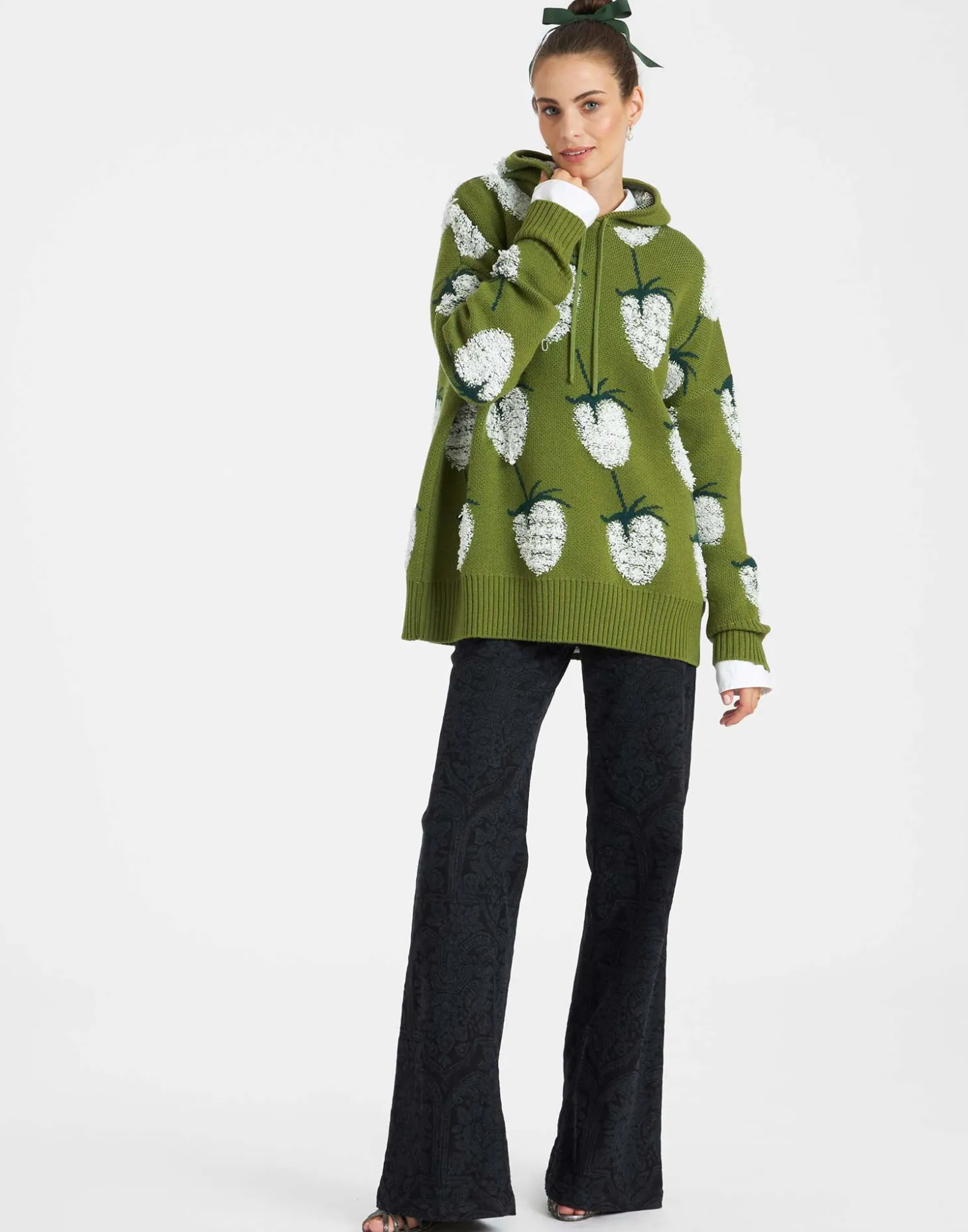 Lampone HoodieGreen in Jacquard