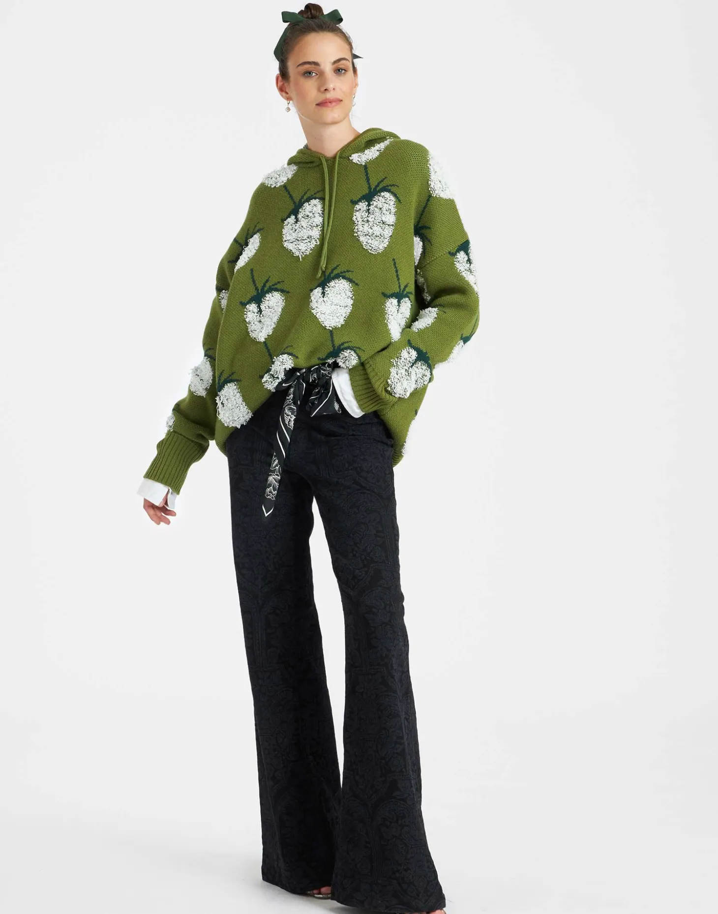 Lampone HoodieGreen in Jacquard