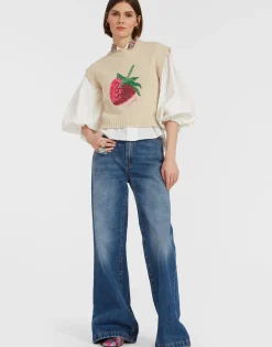 Lampone VestBeige in Wool Embroidered