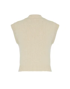 Lampone VestBeige in Wool Embroidered